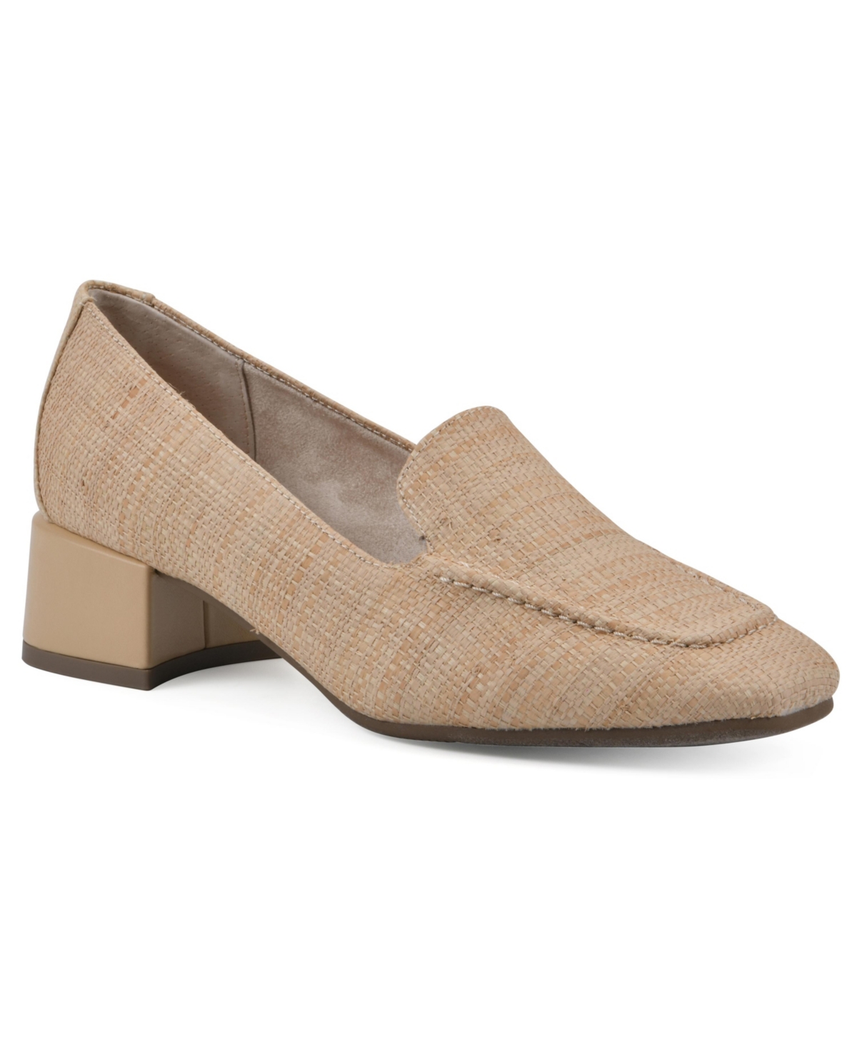 Quinta Dress Heeled Loafers - Natural Raffia- Textile