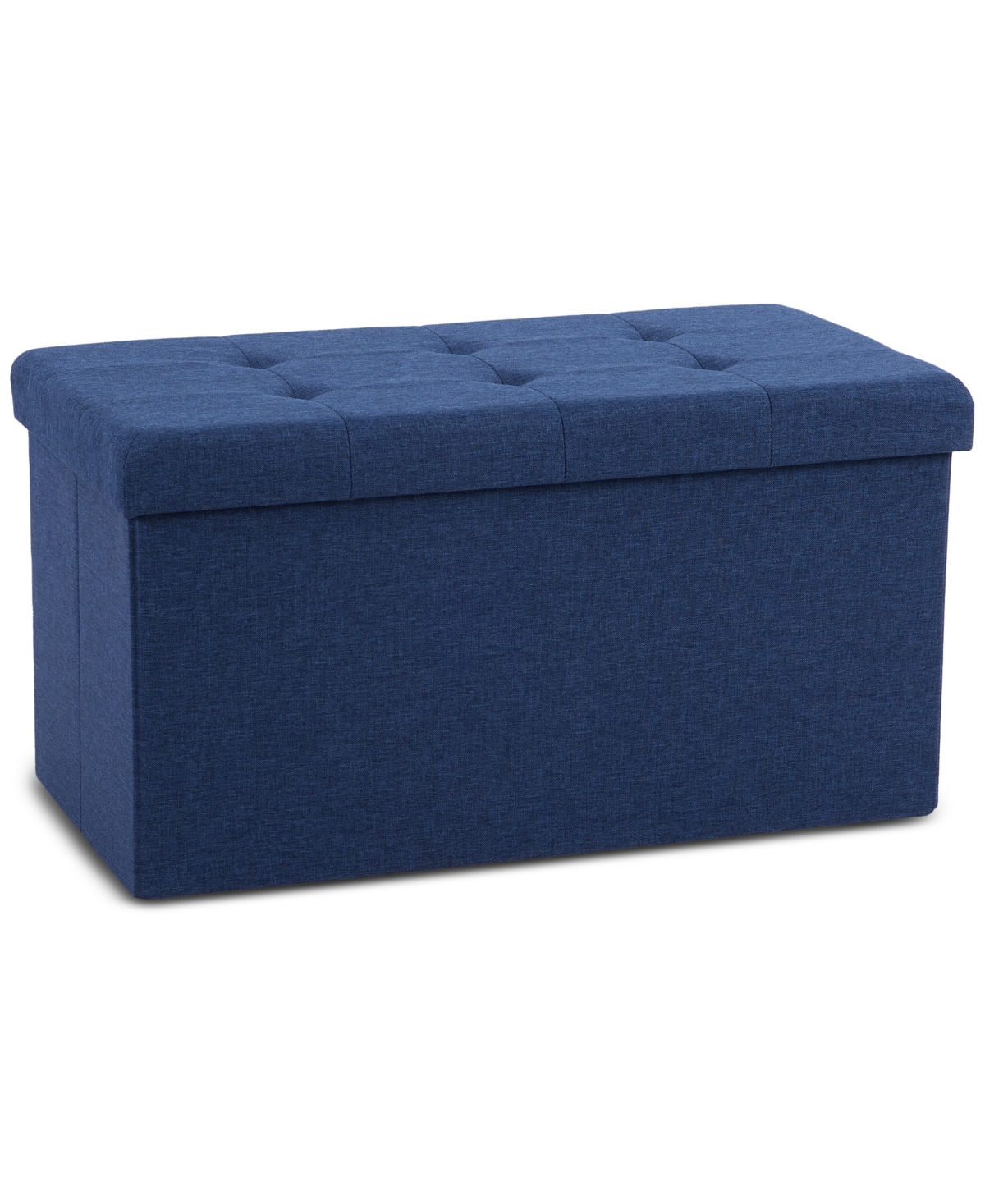 Foldable Tufted Storage Bench Ottoman - Dark Blue