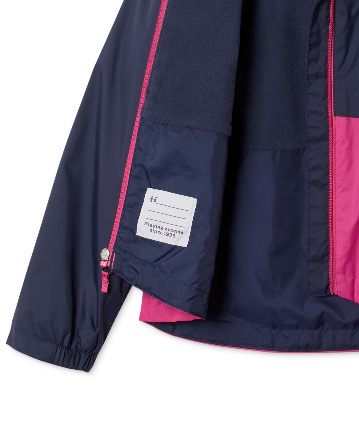 Columbia Big Girls Rain-Zilla Colorblocked Fleece-Lined Full-Zip Hooded Rain Jacket - Pink
