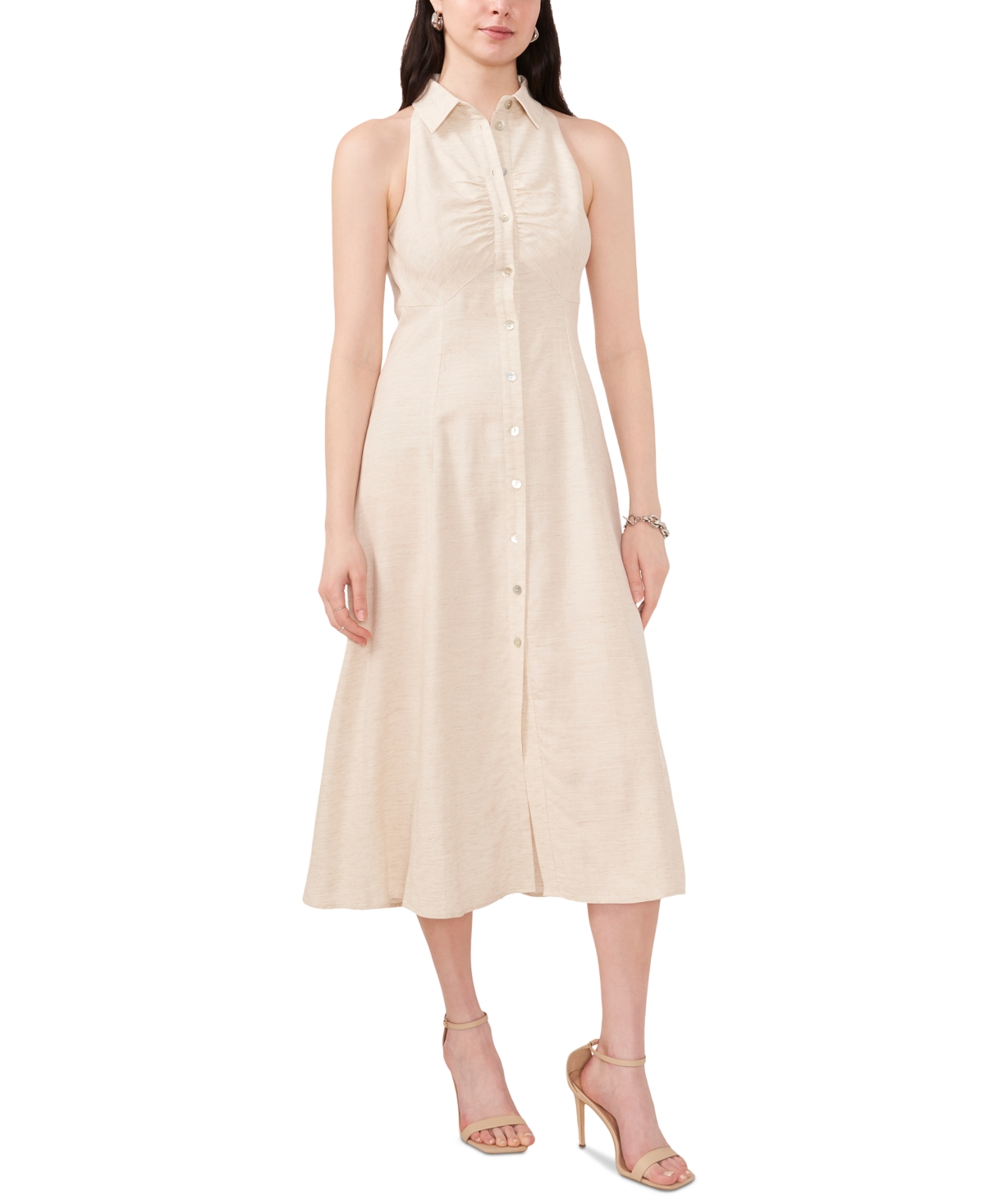 1.state Women's Ruched Shirtdress In Beige