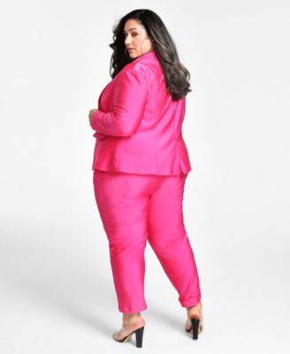 Shop Nina Parker Trendy Plus Size Scuba Blazer Pants In Shiny Pink Yarrow
