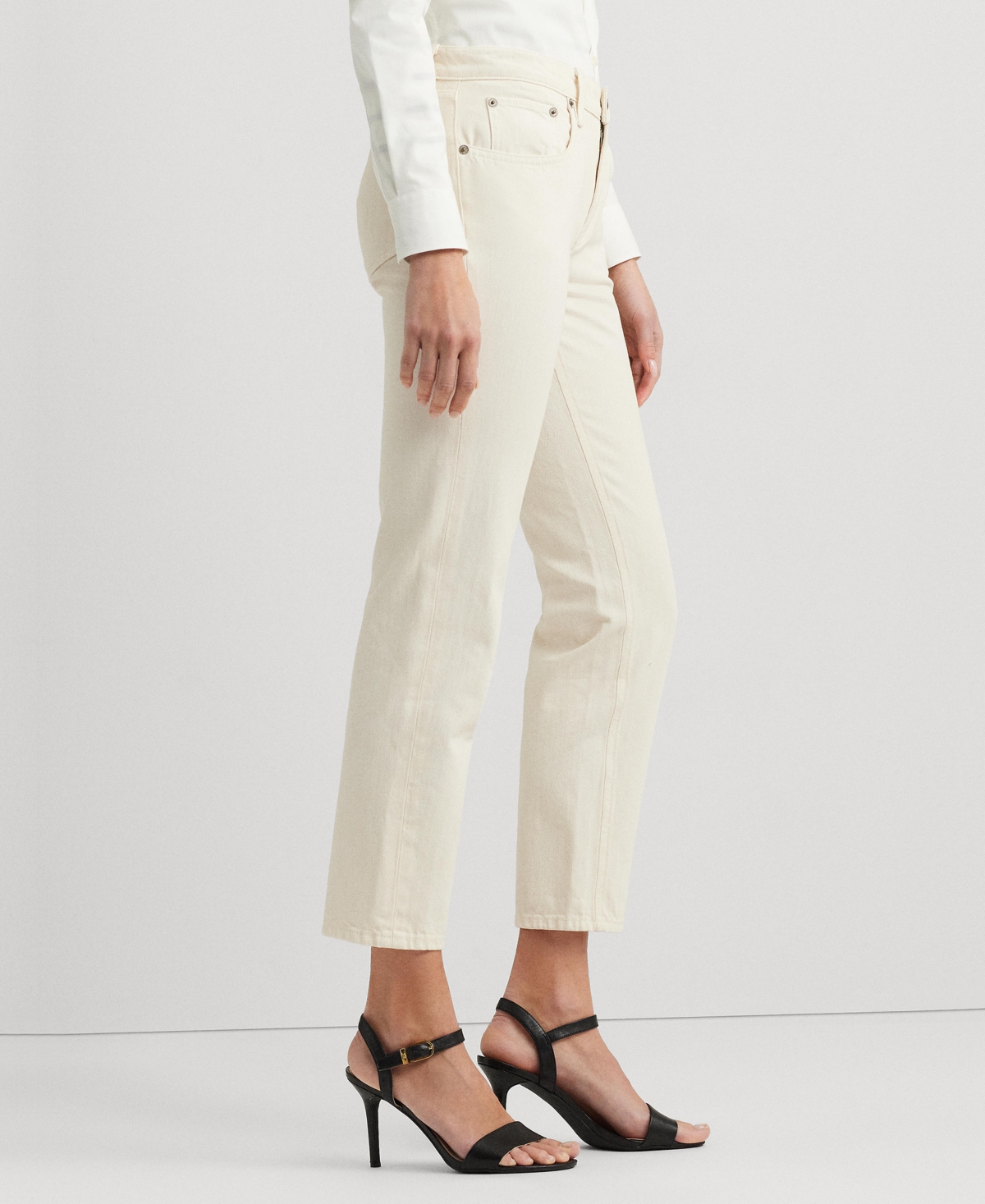 Shop Lauren Ralph Lauren Women's Mid-rise Tapered Jeans In Mascarpone Cream Wash