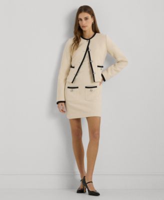 LAUREN RALPH LAUREN キャメルヘア ジャケット B10362 Lauren Ralph Lauren Women's Size 12P Petite Linen Tan Grid