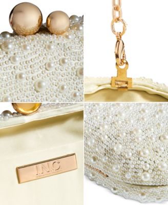 I.N.C. International Concepts Satin Embellished Pearl Clutch, Created for Macy's