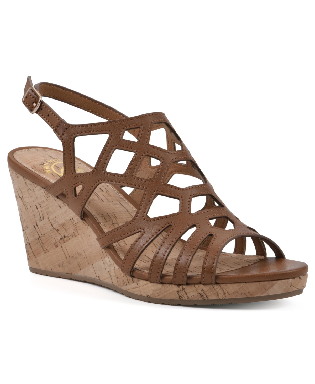 White Mountain Flaming Wedge Sandals In Tan Smooth
