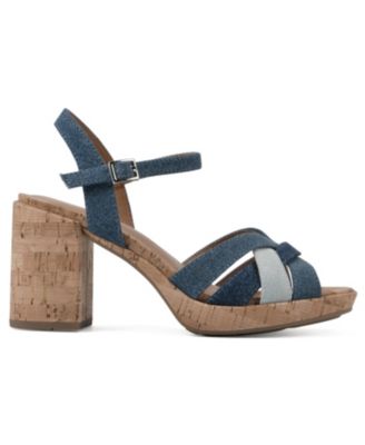 White Mountain Women's Dubonnet Cork Block Heel Sandals