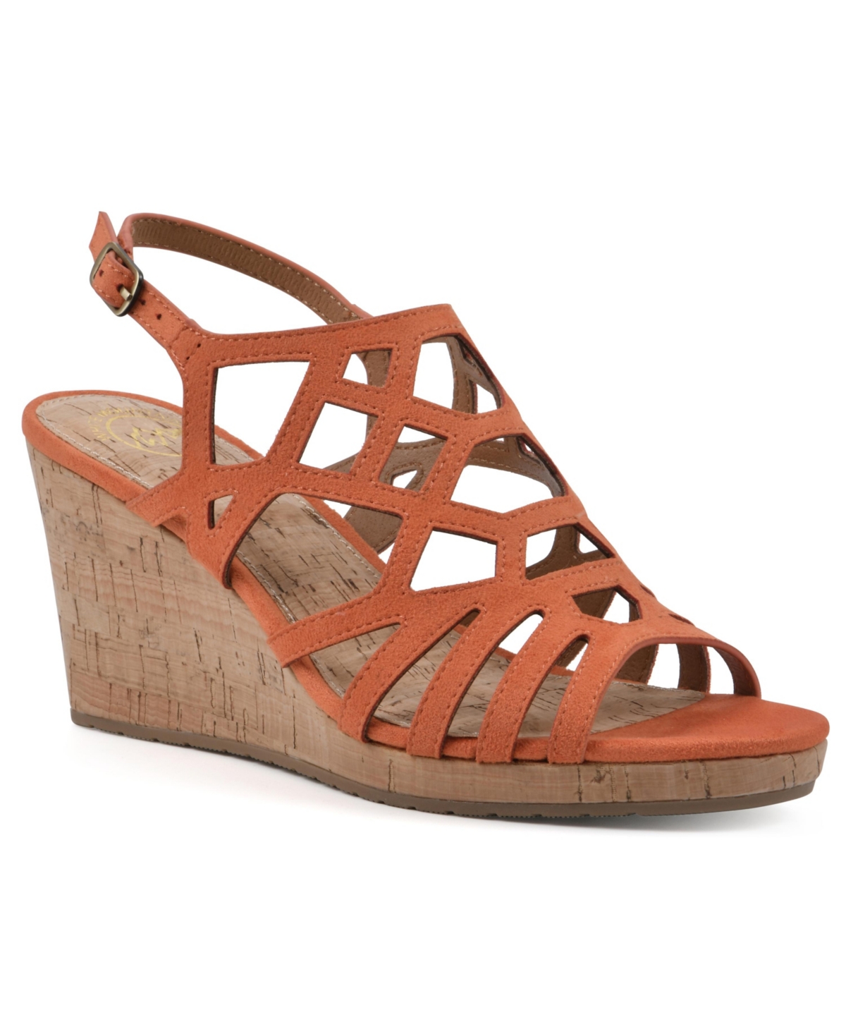 White Mountain Flaming Wedge Sandals In Aperol Spritz Fabric