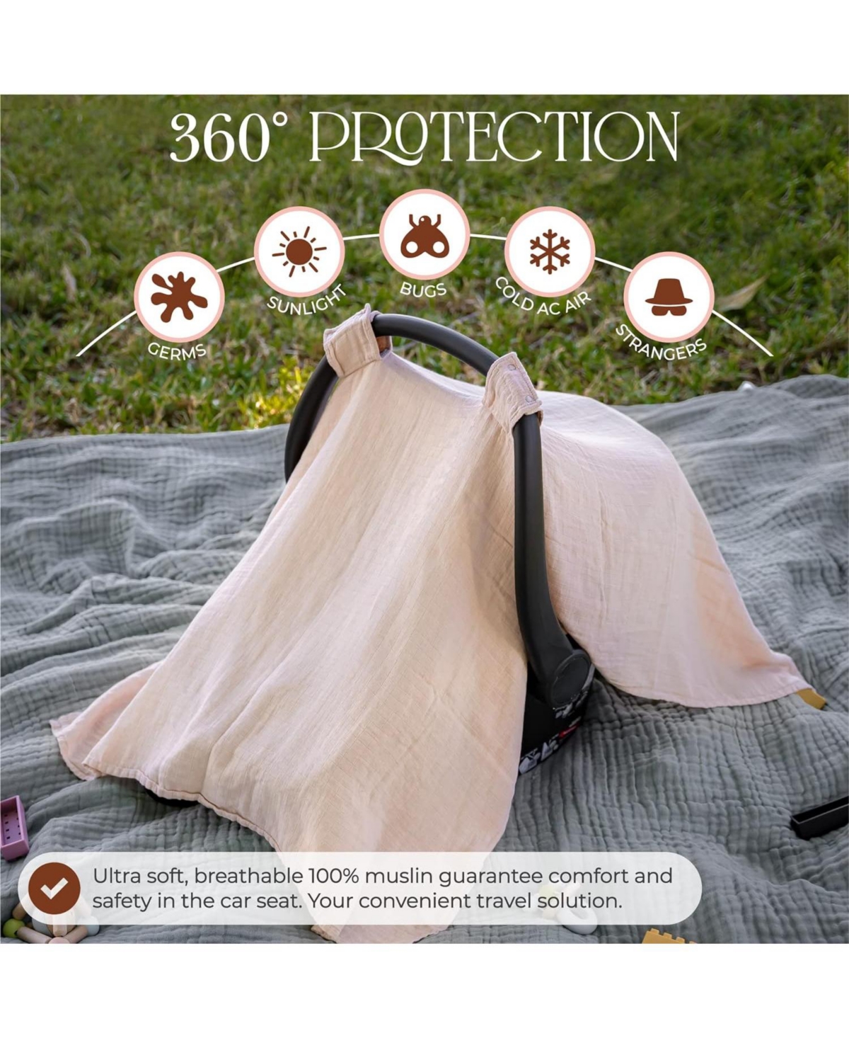 Comfy Cubs Muslin Car Seat Cover