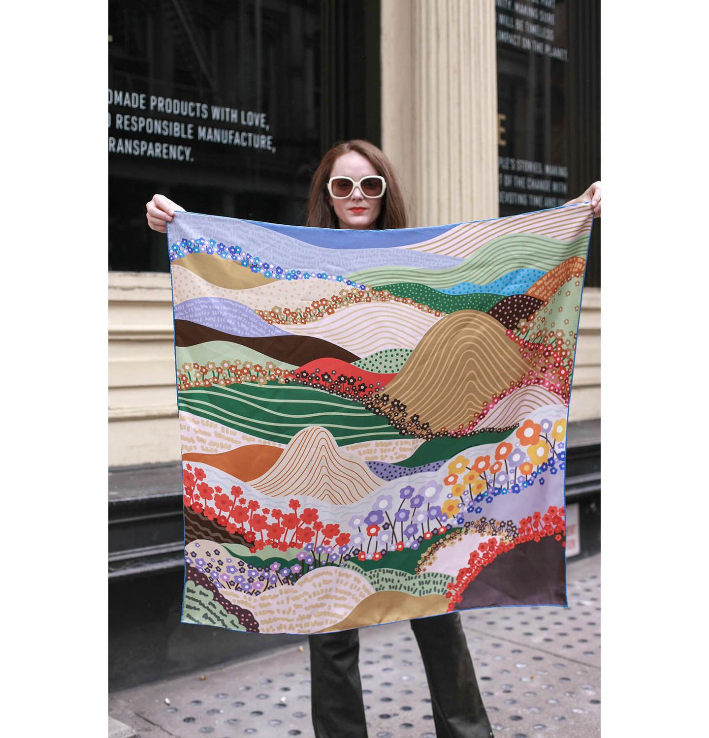 Jessie Zhao New York Double Sided Silk Scarf Of Floral Mountain — фото 3