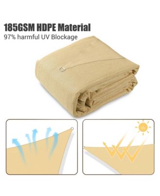 16x16 Ft Square Sun Shade Sail with Hardware Kit 97% UV Block Top Canopy Patio