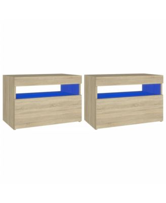 Bedside Cabinet & LED Lights 2 pcs Sonoma Oak 23.6"x13.8"x15.7"