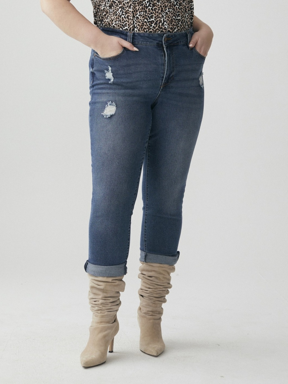 Plus Size Acela Crux Boyfriend Jeans - Medium wash