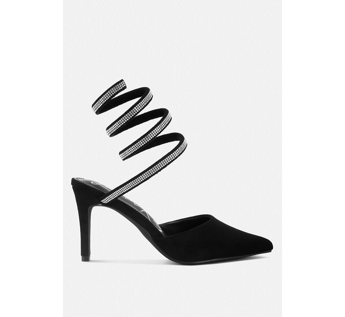 Women's Elvira rhinestone embellished strap up sandals - Black