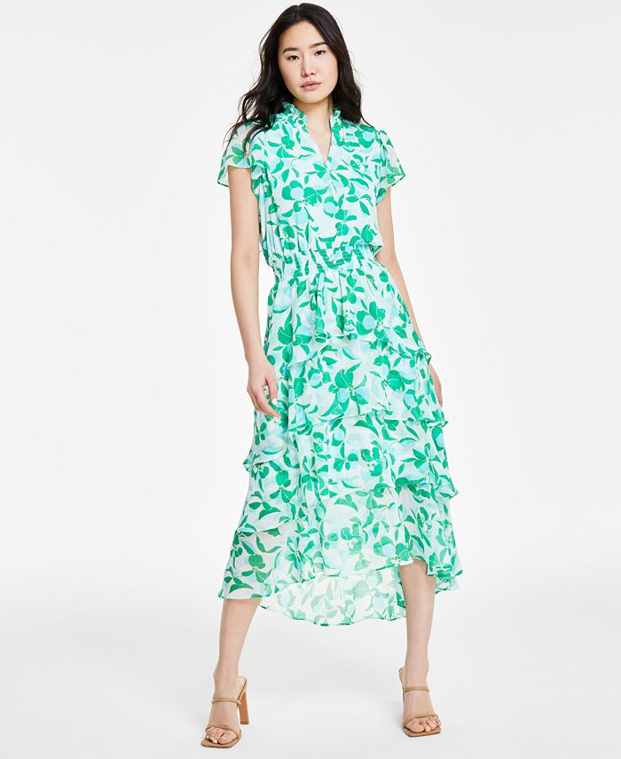 Pure Cotton Ditsy Floral Midi Waisted Dress, M&S Collection