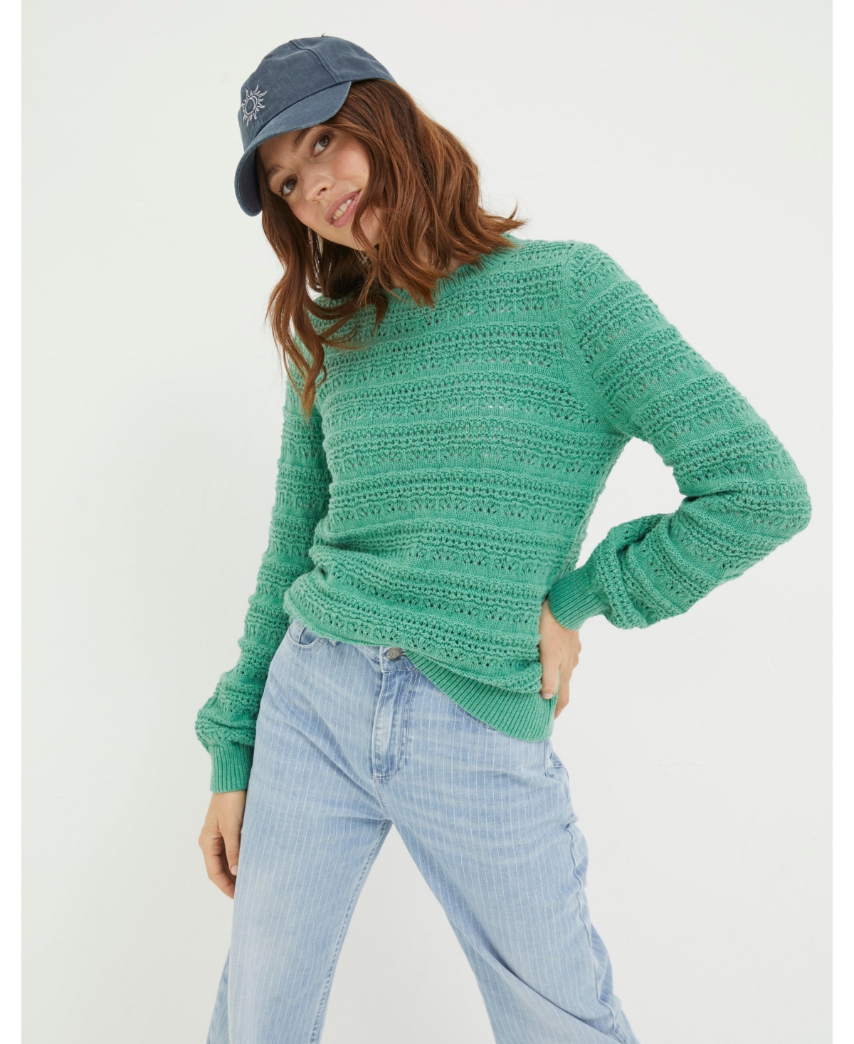 Fat Face Women's Adrienne Crew Sweater - Bright green
