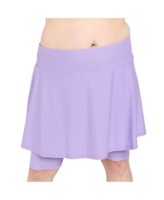 Plus Size Flared Mid-Thigh Swim Skirt With Bike Shorts