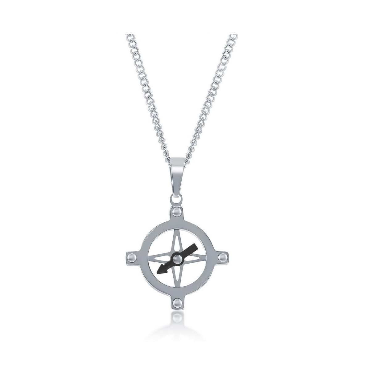 Stainless Steel Compass Necklace - Silver