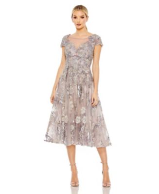 Women's Embroidered Cap Sleeveless A Line Dress - Macy's