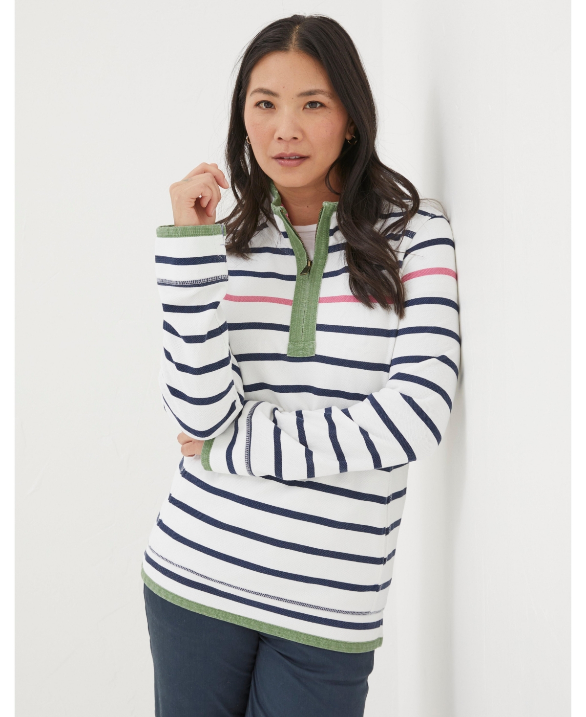 Fat Face Women's Airlie Breton Stripe Sweatshirt - Ivory
