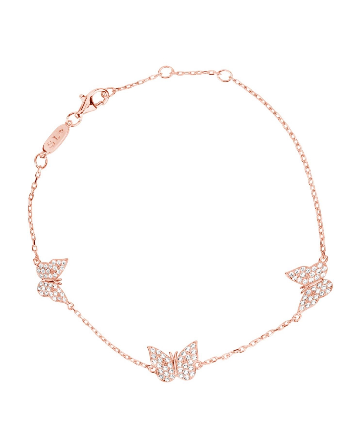 Suzy Levian Sterling Silver Cubic Zirconia Butterfly Station Bracelet - Gold