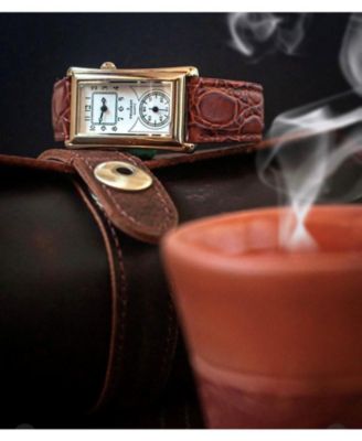 Men's 40x24 mm Gold Large Remote Sweep Leather Strap watch