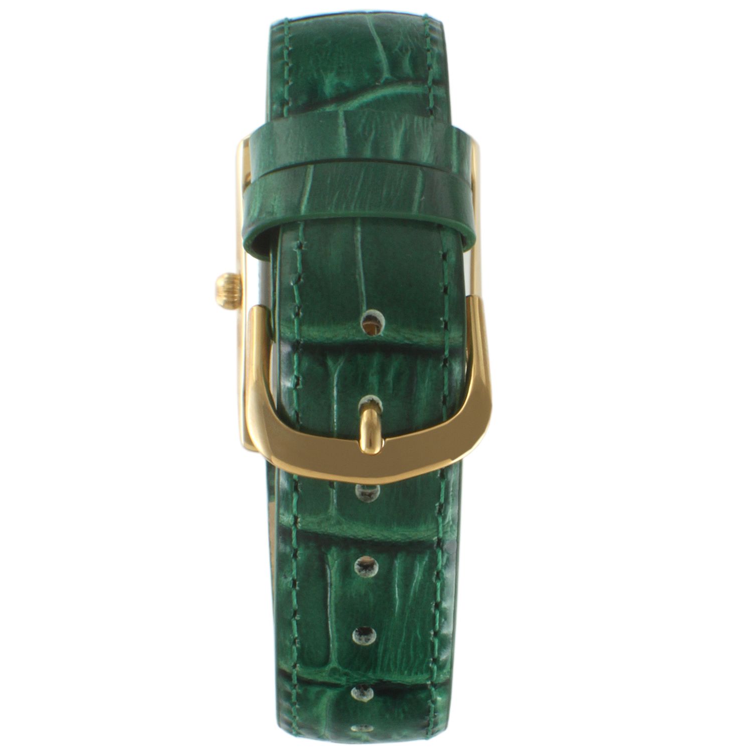 Women's Tank Watch Roman Dial Green Leather Strap