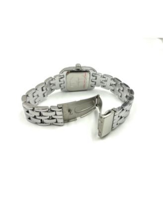 Women's  24mm Silver Tank Panther Link Bracelet Watch