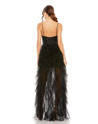 Women's Ieena Sequin Mini Dress With High Low Ruffle Tiered Train