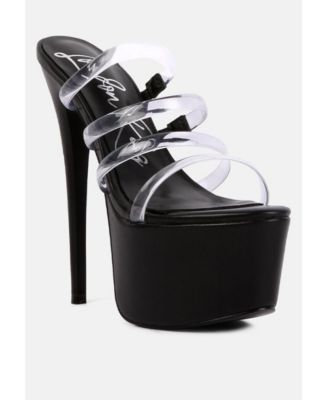Womens Shots Up Ultra High Heel Clear Straps Sandals