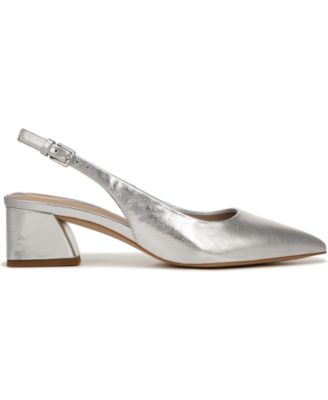 Women's Racer Pointed Toe Block Heel Slingback Pumps