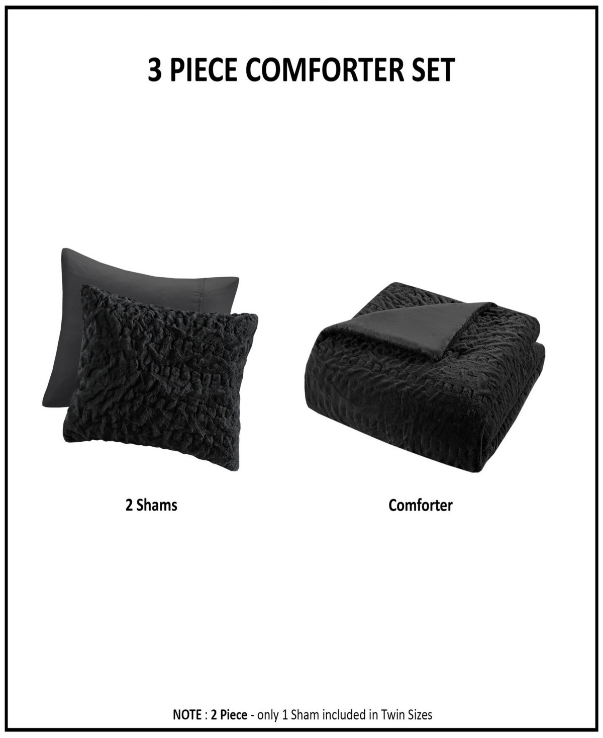 Madison Park Blair Ruched 3-pc. Faux Fur Comforter Set, King/california King In Black