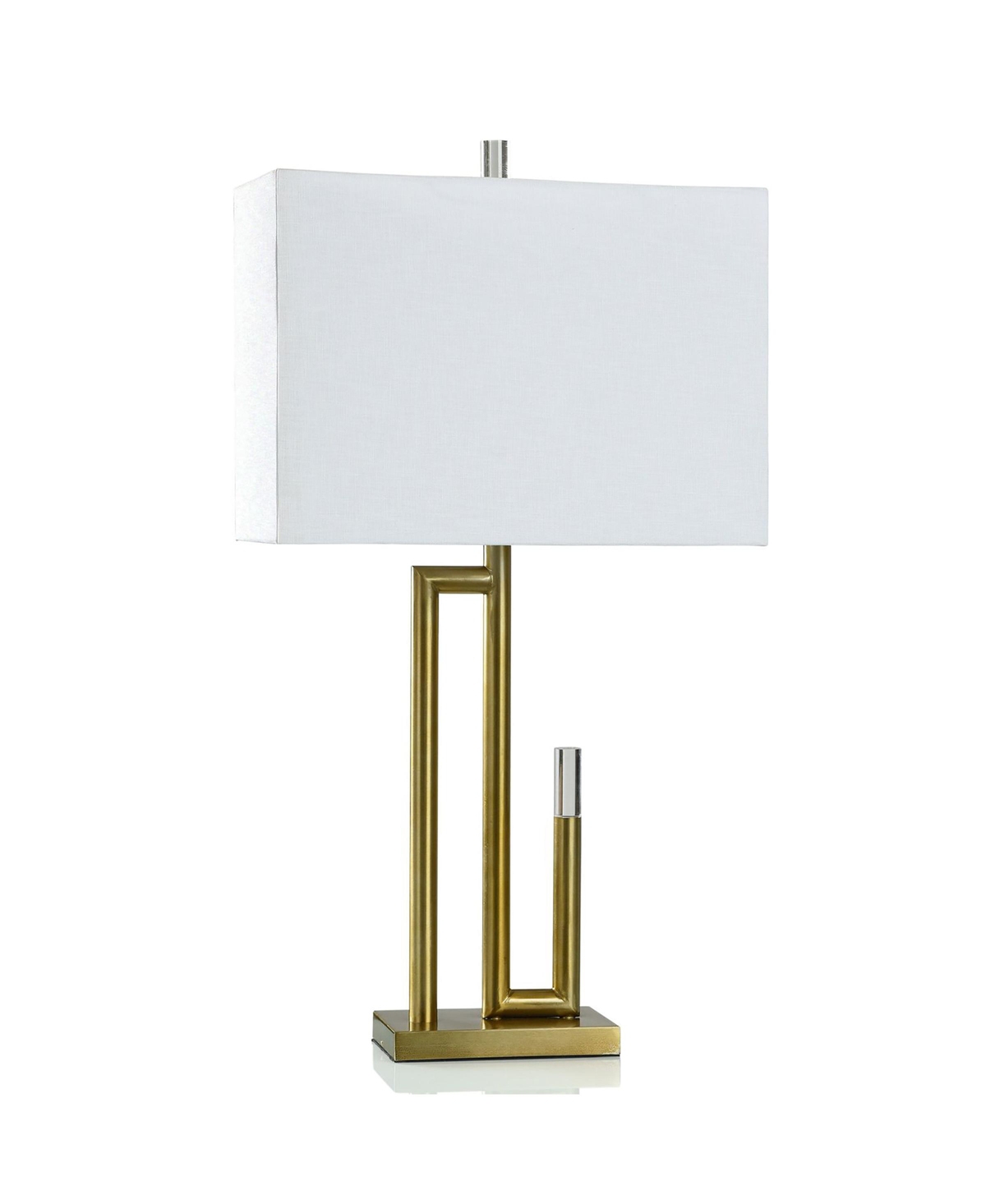 Stylecraft Home Collection 31.25" Antique-like Abstract Bar Design Table Lamp In Satin Brass,clear
