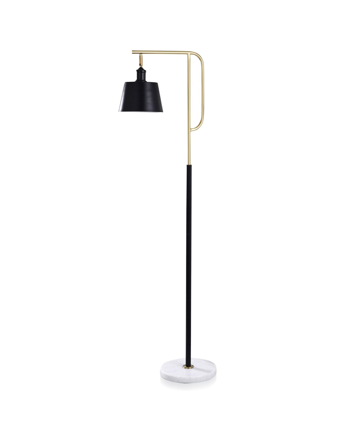 Stylecraft Home Collection 60" Canella Contemporary Steel Marble Base Floor Lamp In Black And Gold Brushed,white Marble