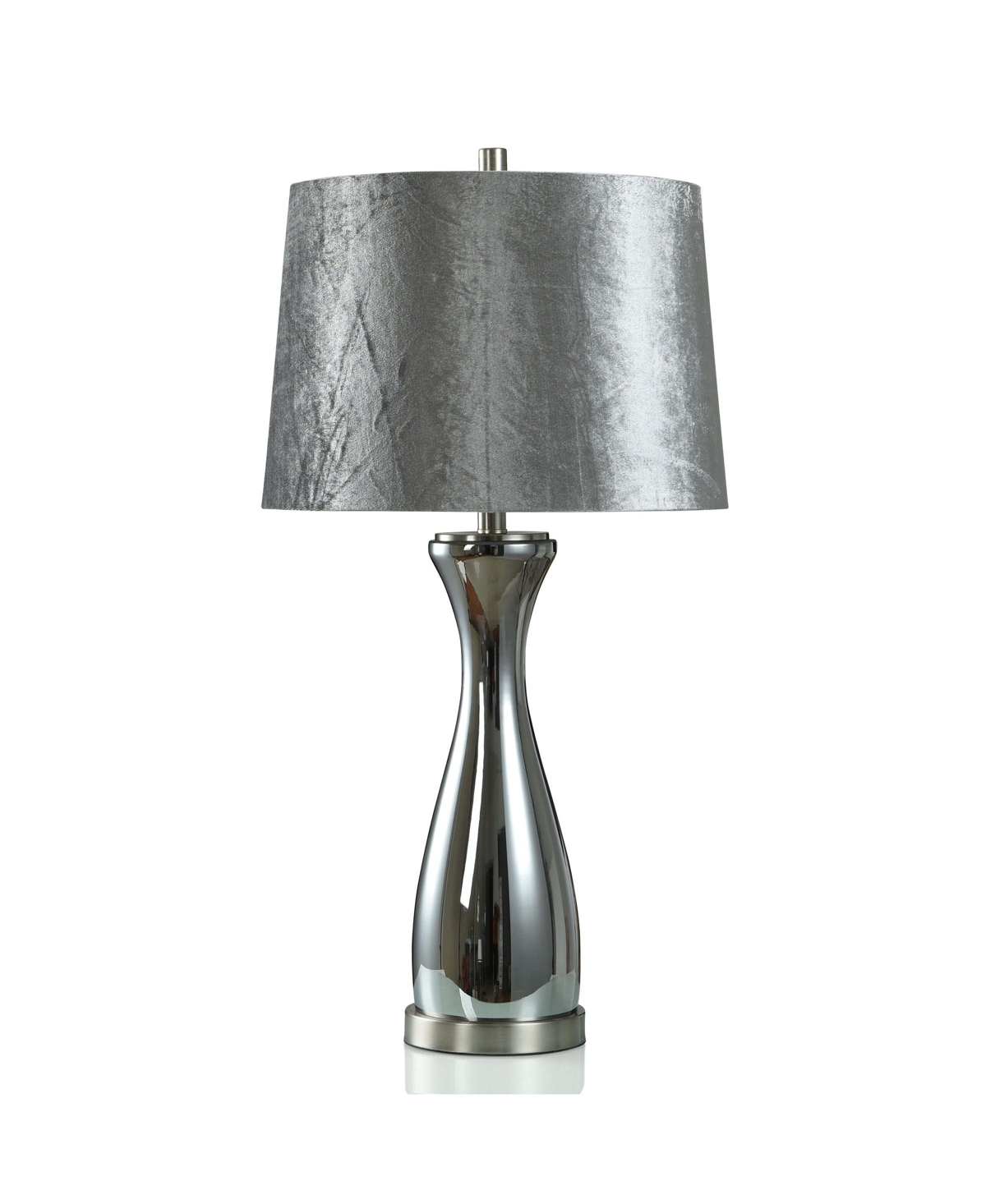 Stylecraft Home Collection 31" Subdued Elegant Table Lamp With Velvet Shade In Smokey Gray,chrome,semi-translucent
