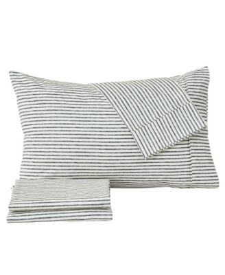 Madelinen - Striped Wrinkle Resistant Microfiber 3-Pc. Sheet Set, Twin Stripe - Dark Gray
