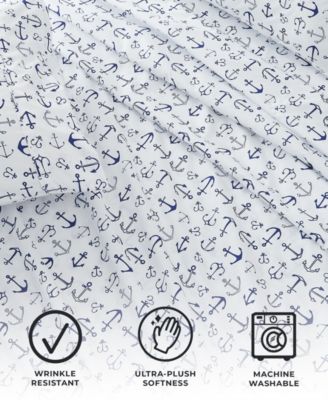 Coastal Printed Microfiber 4-Pc. Sheet Set, Full