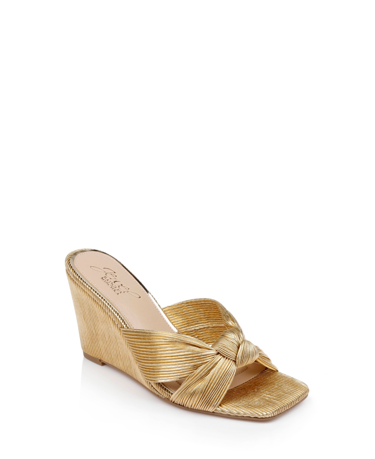 Shop Jewel Badgley Mischka Women's Hype Knot Wedge Evening Sandals In Gold