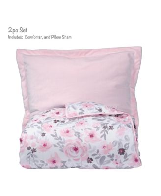 Blossom Watercolor Floral Twin Size Quilt and Pillow Sham Set
