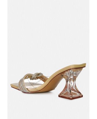 Womens Hiorda Rhinestone Knotted Spool Heel Sandals