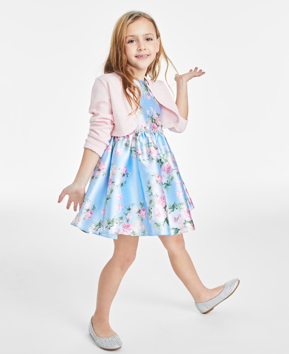 Shop Rare Editions Toddler & Little Girls Imitation Pearl Embellished Cardigan, Created For Macy's In Blush