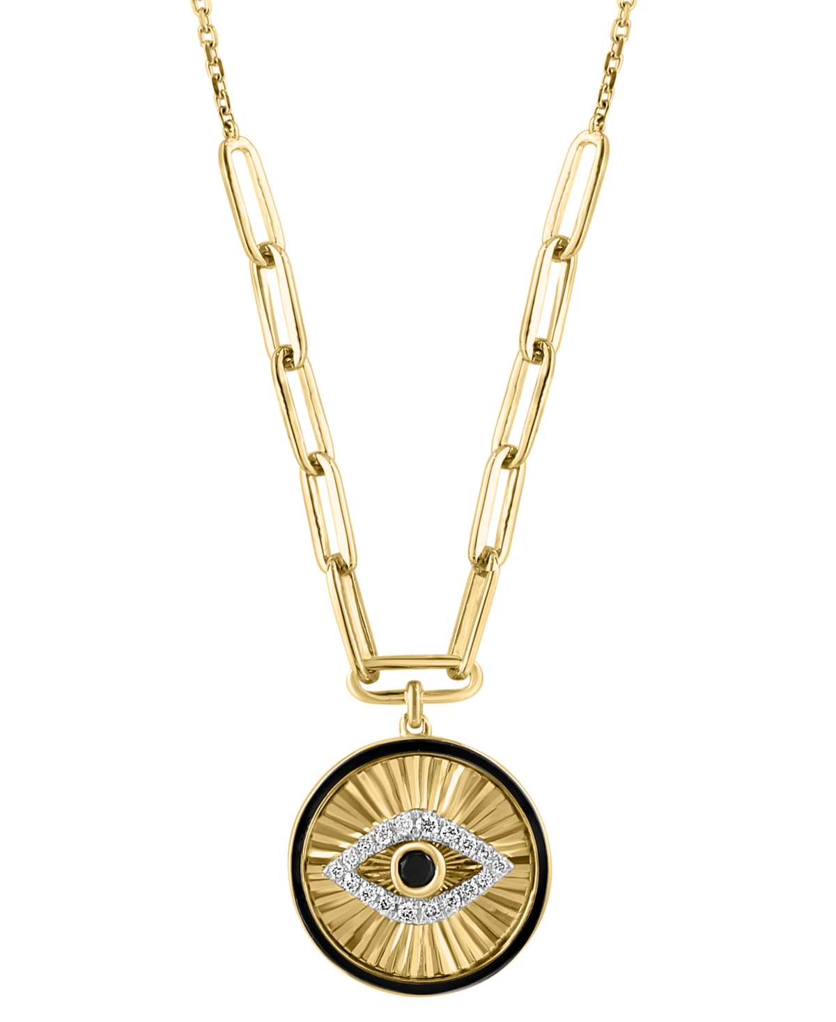 Effy Collection Effy White Diamond (7/8 Ct. T.w.) And Black Diamond (1/20 Ct. T.w.) Evil Eye 18" Pendant Necklace In In K Gold