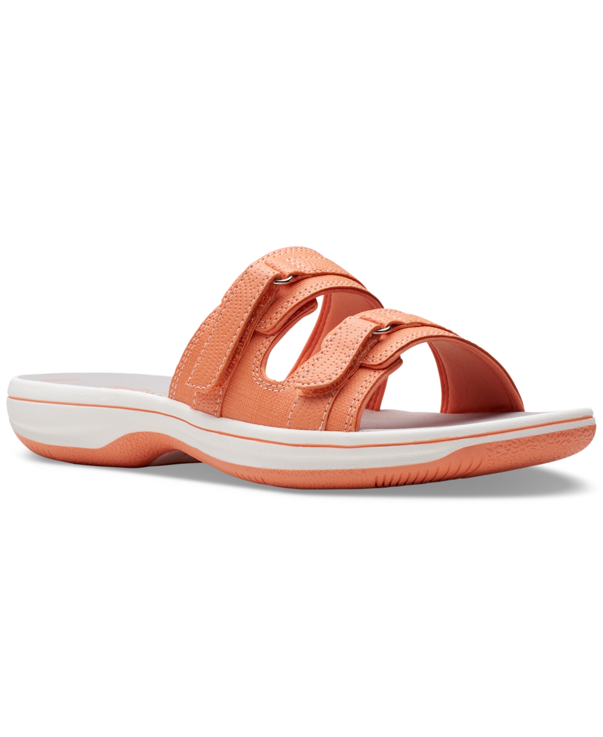 Clarks Women's Cloudsteppers Breeze Piper Comfort Slide Sandals In Tangerine