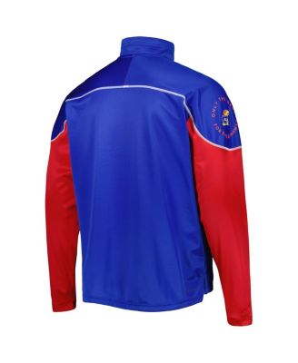 Men's Royal Kansas Jayhawks AEROREADY Knit Quarter-Snap Jacket