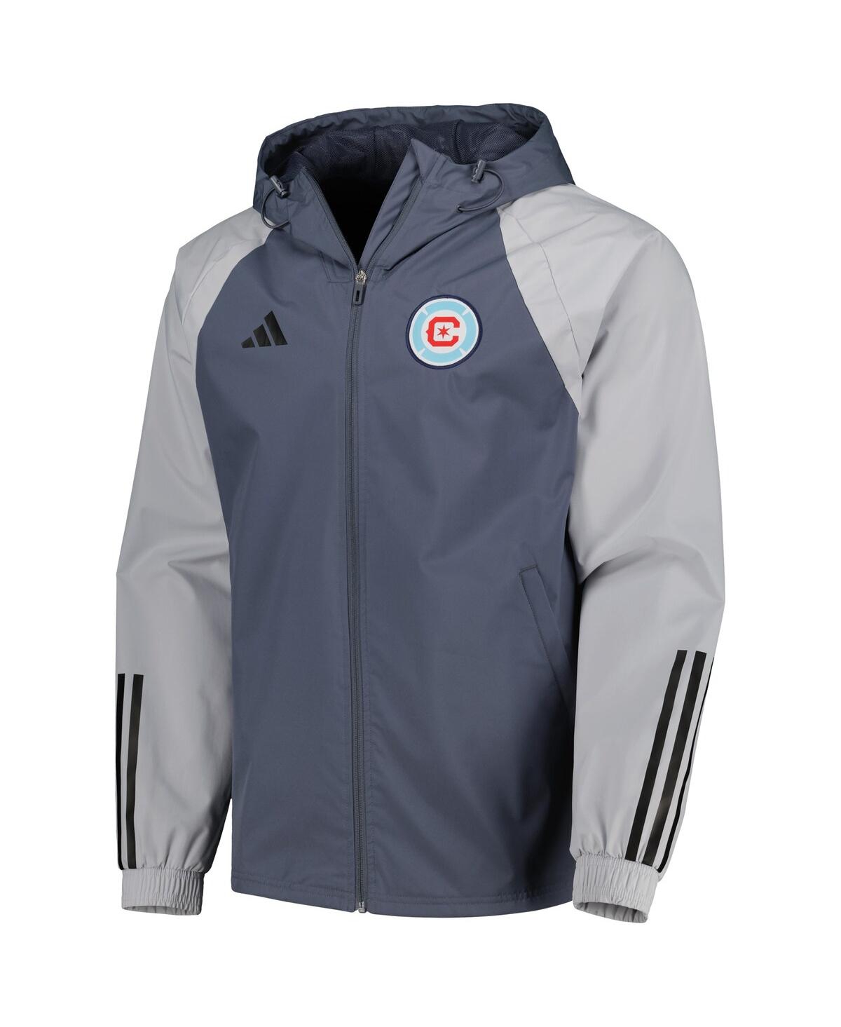 Men's adidasChicago Fire All-Weather Raglan Hoodie Full-Zip Jacket - Charcoal