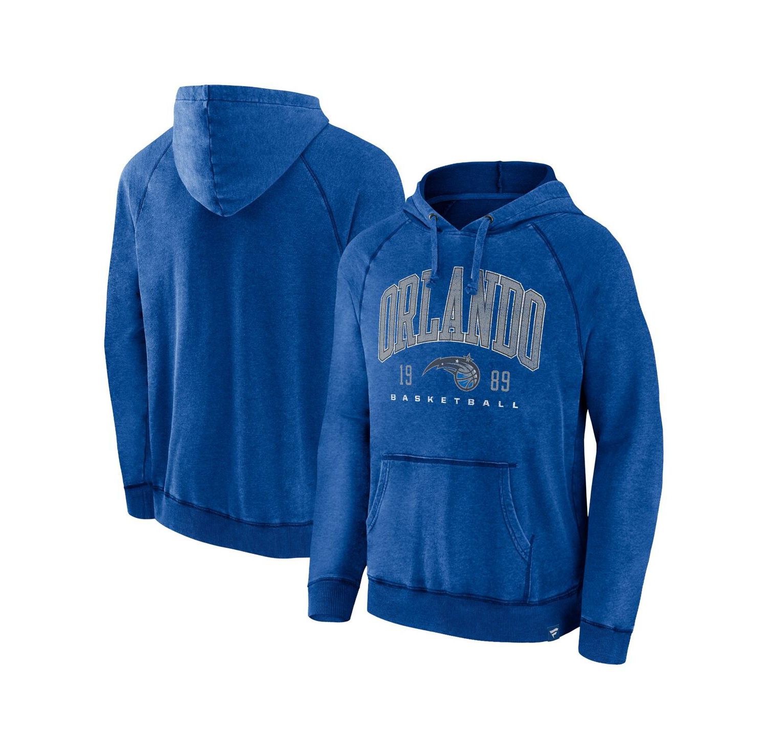 Men's Heather Blue Distressed Orlando Magic Foul Trouble Snow Wash Raglan Pullover Hoodie