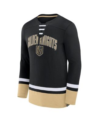 Men's Black Vegas Golden Knights Back Pass Lace-Up Long Sleeve T-shirt
