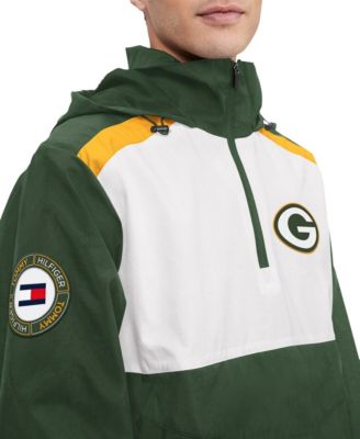 Men's Green, White Green Bay Packers Carter Half-Zip Hooded Top