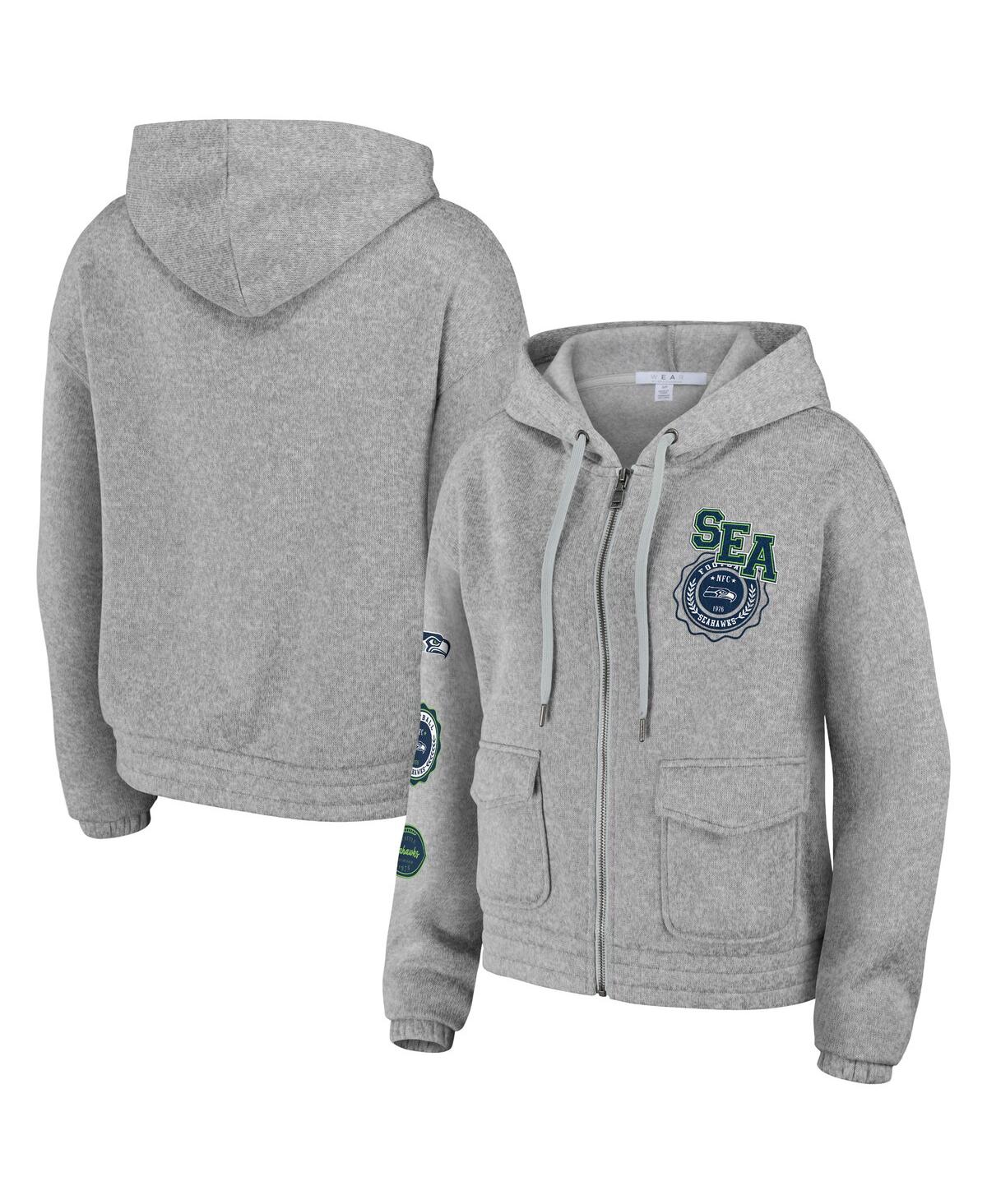 Shop Wear By Erin Andrews Women's  Heather Gray Seattle Seahawks Full-zip Hoodie