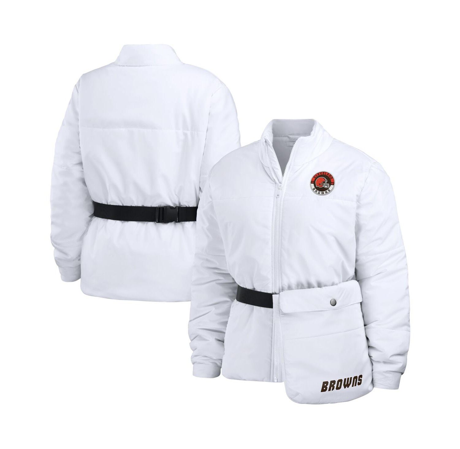 Women's White Cleveland Browns Packaway Full-Zip Puffer Jacket