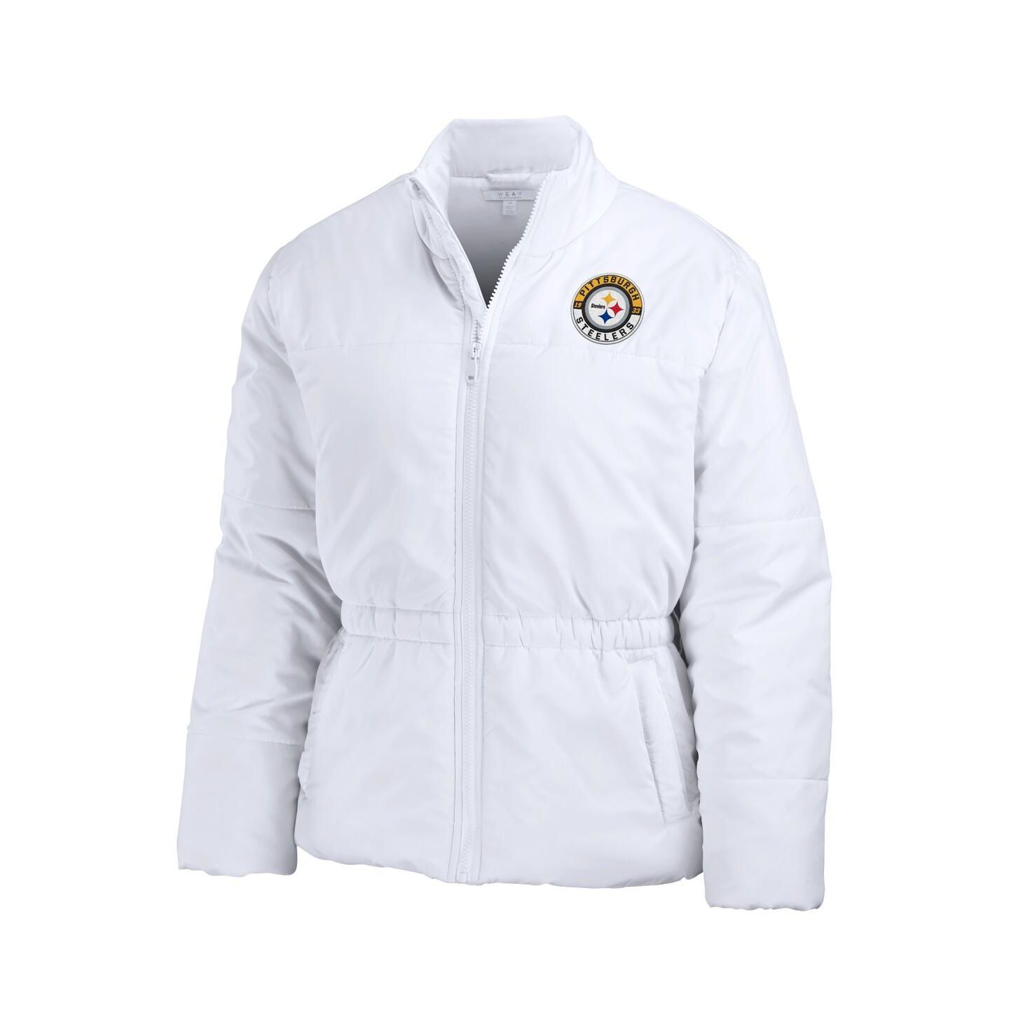 Женская куртка WEAR by Erin Andrews White Pittsburgh Steelers Packaway Full-Zip Puffer — фото 2